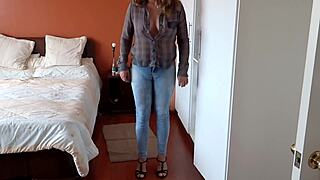 Proud Stepmother Flaunts Big Mature Ass in Tight Jeans No Panties