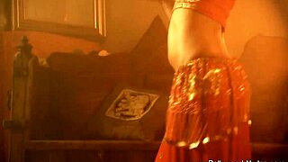 oriental brunette milf dances seductively stripping clothes off