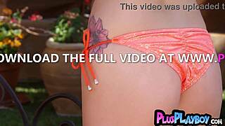 Elizabeth Marx teases with her big ass posing passionately before stripping outdoors in lingerie