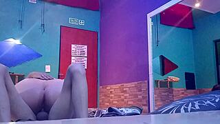 Doggy pounding then cowgirl ride in motel gets super intense