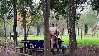 Caught Stepmom Fucking Hard Outdoors!