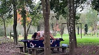 Caught Stepmom Fucking Hard Outdoors!