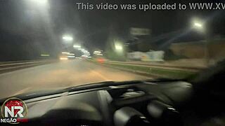 damn this young blonde drops straight to sucking that monster black cock while cruising the city streets