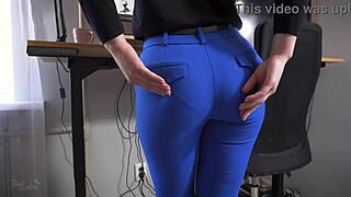 Does office secretary's tight jeans hide panties or beg for ripping off?