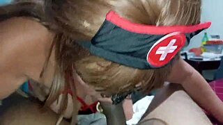 Chubby milf nurse deepthroats patient cock in hospital