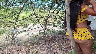 Perverted stepdad films busty curvy stepdaughters scissoring and licking in countryside.