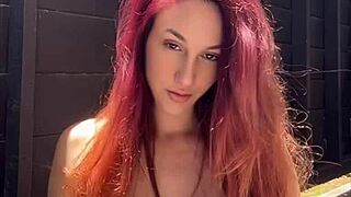 Italian milf Artemisia bounces juicy tits outdoor