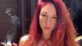 Italian Milf Artemisia Love Smokes Cigarette With Huge Tits Outdoors!
