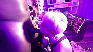 Slim big tits granny catches curvy friend sucking black cock joins interracial ffm threesome