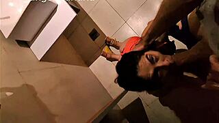 shopping bathroom blowjob then elevator anal creampie in her apartment
