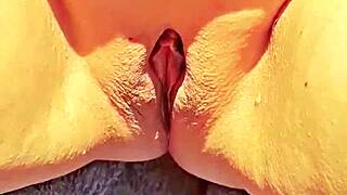 Mature Wife Flashes Horny Close-Up Shaved Cunt Outdoors