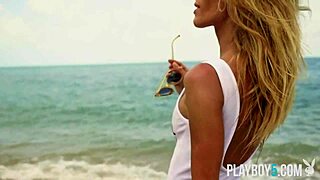 WOW! petite blonde milf cara mell poses nude beachside!
