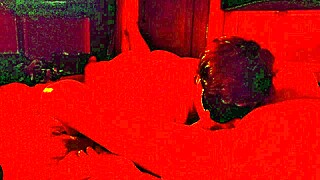 Chubby Blindfolded Milf Wife Deepthroats Hubby in Red Light