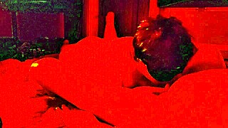 Chubby Blindfolded Milf Wife Deepthroats Hubby in Red Light