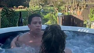 Blonde MILF Fucked HARD Outdoor In HOT JACUZZI Tub