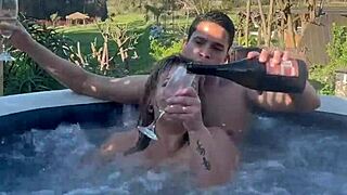 Blonde MILF Fucked HARD Outdoor In HOT JACUZZI Tub