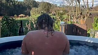 Blonde MILF Fucked HARD Outdoor In HOT JACUZZI Tub