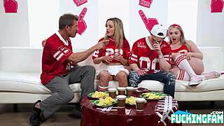 dirty milf mother-in-law groped in family foursome football ritual touchdown