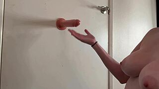 I love my big tits and this dildo handjob session