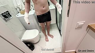 Stepmom jerks off stepson with broken arms to cum
