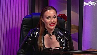 Big tits blonde and redhead dommes bare asses in studio