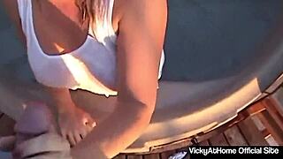 hey vicky vette loves poolside cocktails with big tits pussy riding action