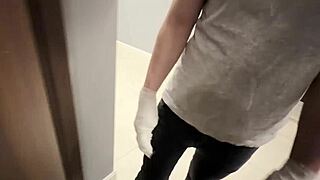 Stepmom jerks off stepson with broken arms to cum