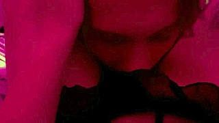 real couple's passionate bed fuck under red lights!