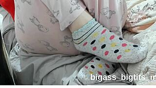 milf teases in socks showing off her soft feet for foot fetish fun