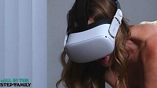 curvy stepmom falls for stepson's vr trick, ends with cum on fat ass