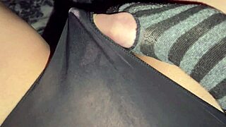 Juicy hairy milf pussy soaks panties in closeup fpov