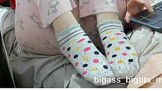 milf teases in socks showing off her soft feet for foot fetish fun