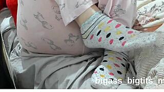 milf teases in socks showing off her soft feet for foot fetish fun