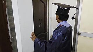 stepmom's naughty graduation gift hides wild bedroom fuck