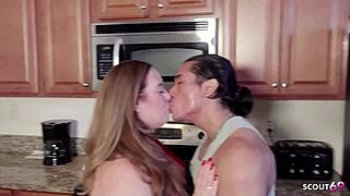 so this curvy stepmom in kitchen gets seduced by the boy home alone for rough doggystyle quickie