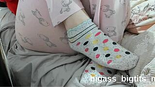 milf teases in socks showing off her soft feet for foot fetish fun