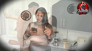 Real latina milf fucks husband raw doggystyle in kitchen