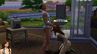 Stranger sneaks in as emo milf teen reads bible in sims fantasy