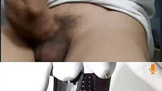 milf shoves huge dildo deep on public webcam chat