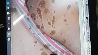 Horny Cum Tribute Sprays Lovekink's Big Tits and Juicy Ass