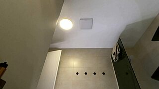 Horny Milf Wife Flashes Big Boobs in Bathroom Skirt