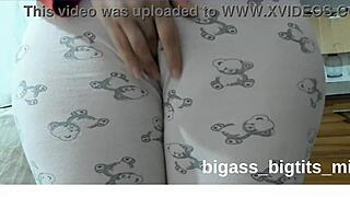 bbw amateur bends over in pajamas, fingers her cameltoe pussy close