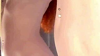 Butt-plugged milf flashes tits pussy to sneaky voyeur