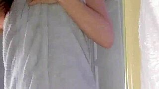 Butt-plugged milf flashes tits pussy to sneaky voyeur
