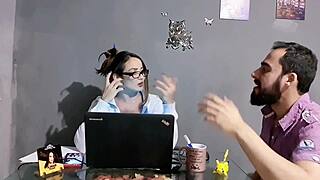 i love how this sexy latina milf flashes her big clit pussy during job interview