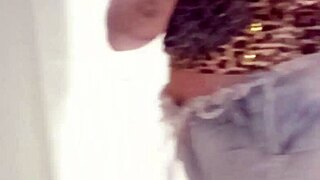 latina blonde milf masturbates pussy orgasm in restaurant bathroom