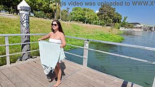Stepson Tricks Stepmom into Flashing Tits and Pussy on Busy Street