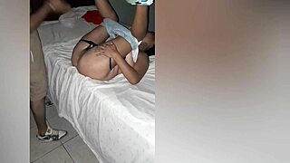 Skinny Latina Sister-In-Law Sneaks Bedroom Post-Party for Moaning Creampie Ride
