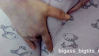fat milf's cameltoe pussy peeks thru pajamas as she fingers wildly??