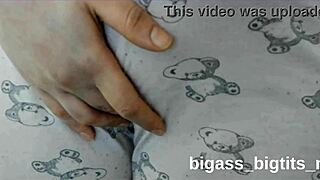 fat milf's cameltoe pussy peeks thru pajamas as she fingers wildly??